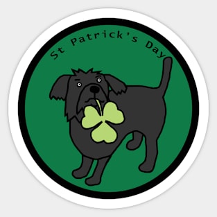 St Patricks Day Dog with Light Green Shamrock Sticker